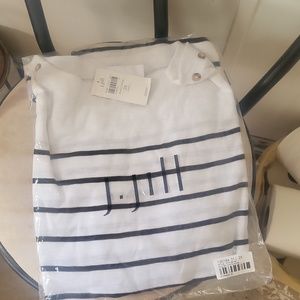 2x J Jill short sleeve striped navy and white shirt